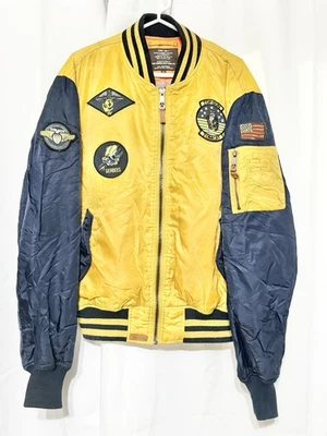 复古 Top Gun 官方正品 MA-1 飞行轰炸机夹克黄色男式尺寸 2XL — 第 1/4 张图片