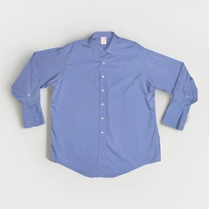 Brooks Brothers Camicia Abito Uomo 17,5-34 Blu Polsino Francese Vestibilità Tradizionale - Foto 1 di 9