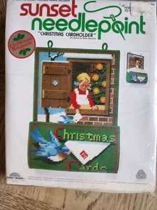 Sunset Needlepoint Vintage Weihnachten Kartenetui Neu Urlaub Nadelspitze - Bild 1 von 6