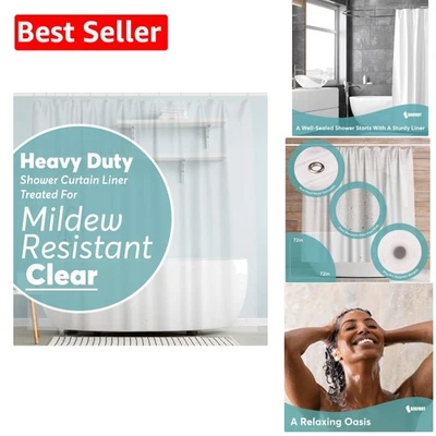 Revestimiento de cortina de ducha PEVA transparente 72x72 - Resistente a manchas con pesos magnéticos Foto 1 de 4