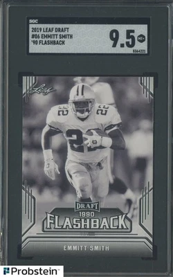 2019 Leaf Draft Football '90 Flashback #06 Emmitt Smith Cowboys HOF SGC 9.5 - Image 1 of 2