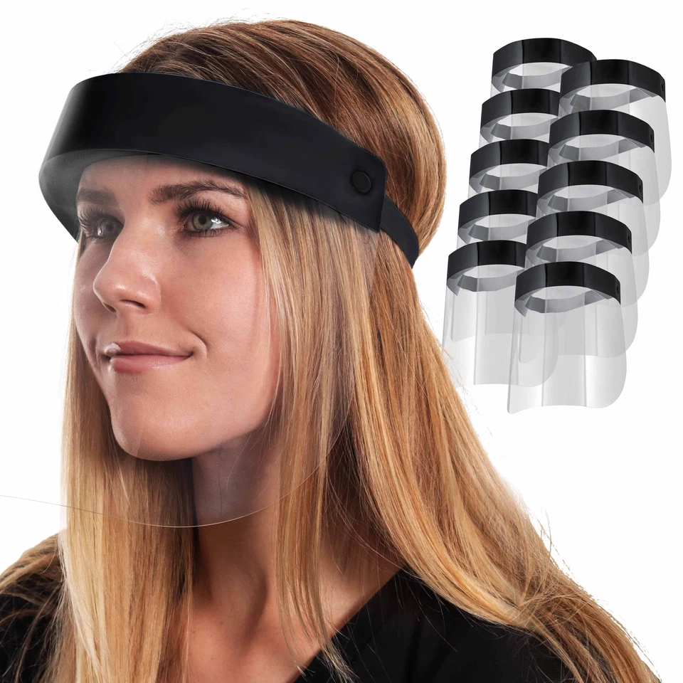 TCP Global Salon World Safety Black Face Shields Pack of 10