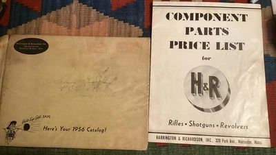 Lista de precios de piezas de componentes Harrington & Richardson 1956, con sobre original Foto 1 de 4