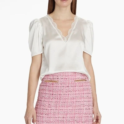 Blusa Combo Encaje Charmeuse Seda Elástica Generation Love Mona Blanca Grande Nueva con Etiquetas Foto 1 de 4