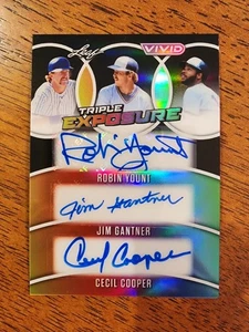 2025 Leaf Vivid Baseball Ganter/Yount/Cooper Triple Exposure Auto #1/1 Brewers - Picture 1 of 2
