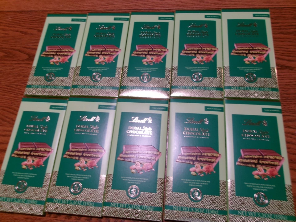10 Lindt Dubai Style milk Chocolate Pistachio &Kadayif 5.03 Oz bars exp 10/31/25 - Image 1 of 1
