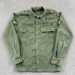 Vintage 60s US Army Shirt Vietnam Green OG-107 Airborne Cold Weather Military - Picture 1 of 9
