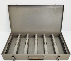 Vintage Brumberger Photo Slide Metal Storage Case Box Holds 150 Slides - Picture 1 of 9