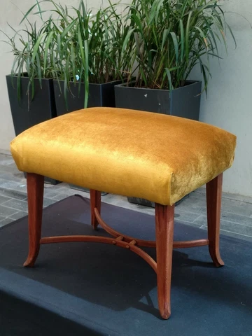 footstool - vintage - retro - royal velvet-Upholstered by hand Cover