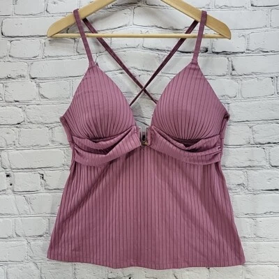 Tankini de natación Aqua Couture para mujer talla M rosa malva entrecruzado  Foto 1 de 4