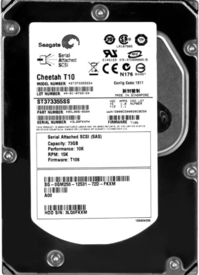 Hard Drive Dell 0XT763 XT763 ST373455SS 73GB 15000U/Min 16MB SAS 3.5'' Inch - Image 1 of 3