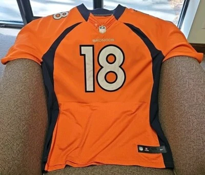 Camiseta deportiva cosida Peyton Manning #18 Denver Broncos Nike jugadores de la NFL para hombre talla 56 Foto 1 de 4