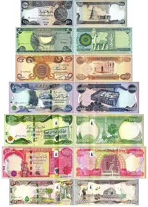 RARE FULL SET of the 7 Active IRAQ Banknotes:  250 - 50,000 Dinar 2018-2023, UNC - Picture 1 of 10