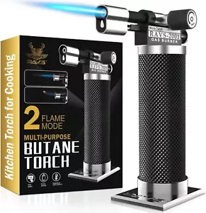 Ravs Butane Torch Lighter, DUAL Flame Mode Kitchen Torch Cooking Torches, Blow T - Picture 1 of 8