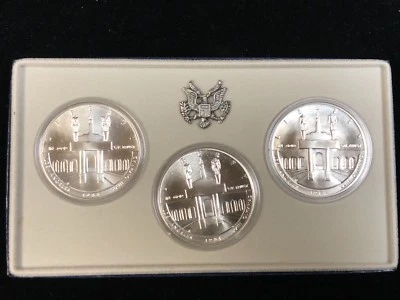 1984 Uncirculated Olympic 90% Silver Dollar P D S Collector Set  - Image 1 of 4