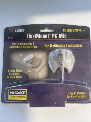Vintage 1996 Labtec AM-240 Fleximount PC Microphone White Unidirectional - Image 1 of 2