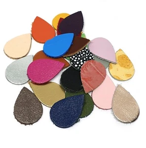 50pcs Geniune Leather Small teardrop appliques leather die cut shape   - Picture 1 of 5