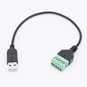 1pc USB 2.0 A Male to 5 Pin Screw Connector with Shield Terminal Cable Cord 30cm - Picture 1 of 12