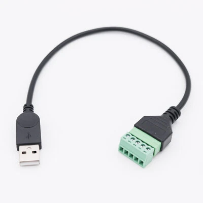 1pc USB 2.0 A Male to 5 Pin Screw Connector with Shield Terminal Cable Cord 30cm - Image 1 of 4