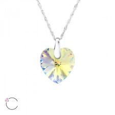 LA CRYSTALE 925 Sterling Silver AB Crystal Heart Pendant Necklace (D2)