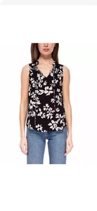 B Collections by Bobeau Ladies' Sleeveless Blouse, Black / Beige Medium - Picture 1 of 6