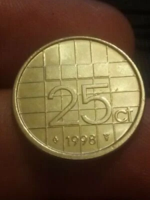 1998 25 Cent Beatrix Koningin Netherlands 25 ct XF free UK post Kayihan coins  - Image 1 of 2