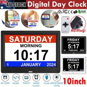 10 inch LED Digital Day Clock Calendar Dementia Date Week Month Year Time Wall - Picture 1 of 14
