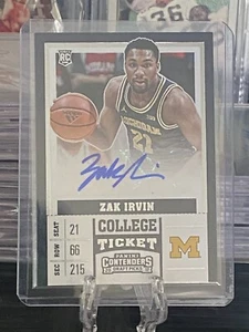 ZAK IRVIN 2017 Panini Contenders AUTO AUTOGRAPH RC Rookie Michigan - Picture 1 of 3