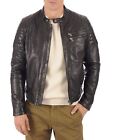 Men's Leather Jacket 100% Real Lambskin Motorcycle Vintage Coat FREE SHIP Z649