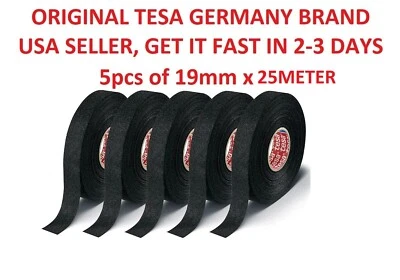 5 x Tesa Original Isoband 51608 25m X 19mm Adhesive Wiring Loom Cloth Tape  NEW - Image 1 of 4