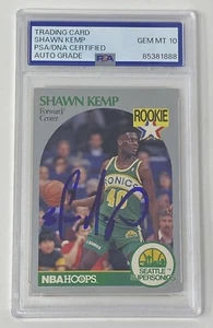 SHAWN KEMP Signed 1990 NBA Hoops Rookie Card Slabbed PSA 10 Mint Auto Autograph - Picture 1 of 6