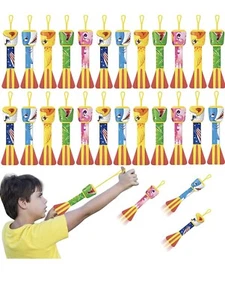 Slingshot Rocket Launchers for Kids – 24 Pack Finger Rockets Outdoor/Indoor Fun - Picture 1 of 8