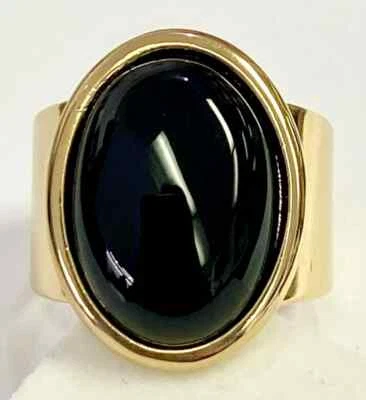 HSN Shelly Brown Maxine Black Onyx Gold Ladies Adjustable Ring - Image 1 of 4
