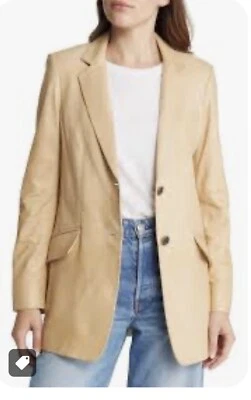 NWT Rag & Bone Women's Beige ICONS Charles Leather Blazer Rare Retails $995.00 - Image 1 of 4