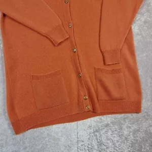 Vintage 90s St Michael Cardigan Jumper Womens UK 12 Orange Long Double Pocket - Picture 1 of 14