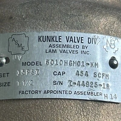 KUNKLE VALVE Safety Relief Valve, 1-1/2in.x2in., Set 15psi Mfr # 6010HGM01-KM-15 - Image 1 of 4
