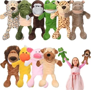 10 Pcs Animal Hand Puppets 12 Inch Soft Plush Plush Puppets Lion Orangutan - Picture 1 of 6