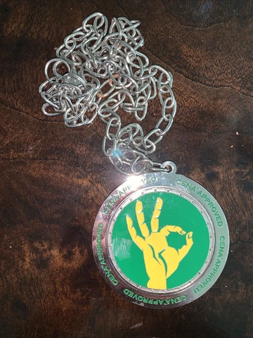 WWE John Cena Approved Spinner Pendant Necklace, 2009 Green/Yellow Chain Cover