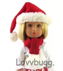 Red Santa Hat Scarf Set for Wellie Wisher 14.5 inch Doll Clothes FREESHIP ADDONS - Picture 1 of 16