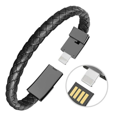 Bracelet Leather Charger Data Cable For iPhone 13 12 11 Pro Max 6 7 8 Plus XS XR - Image 1 of 4