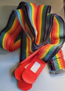 Set of 4 VINTAGE Luggage Strap Belt Rainbow Design ID Travel Tag 70" long - Picture 1 of 7