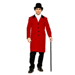 Adult Men's Greatest Showman Circus Halloween Costume Jacket Red Coat S-2XL - Picture 1 of 2