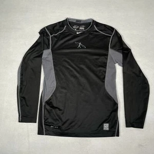 Nike Pro Combat Vented Dri-Fit Long Sleeve Workout Running Black T Shirt Size S - Picture 1 of 7