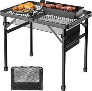 Mesa Plegable, Mesa de Camping 2x1.3 Pies con Malla de Escritorio, Mesa Parrilla Plegable Malla - Imagen 1 de 12