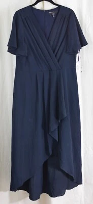 Vestido para mujer Maggy London envolvente sintético alto-bajo azul marino talla 16 Foto 1 de 3