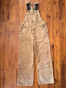 Carhartt Latzhose Jungen 6 hellbraun Latzhose gesteppt Doppelknie Workwear Canvas  - Bild 1 von 6