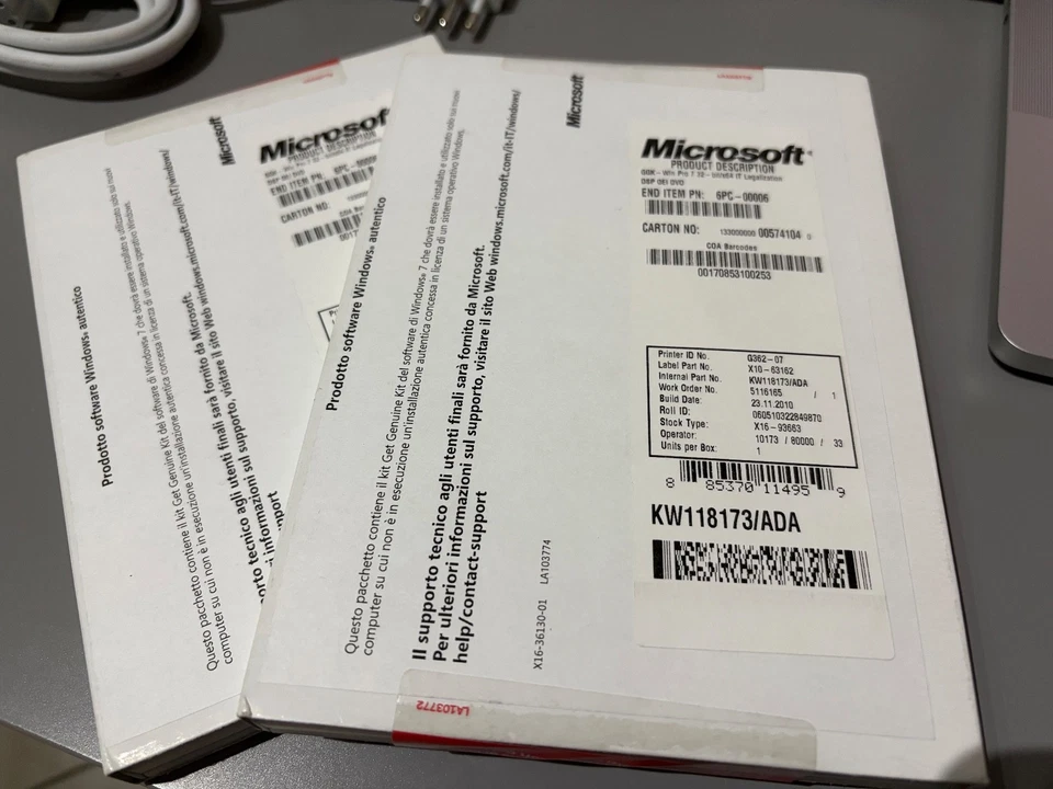 2 x Windows 7 Pro 32bit IT - Immagine 1 di 1