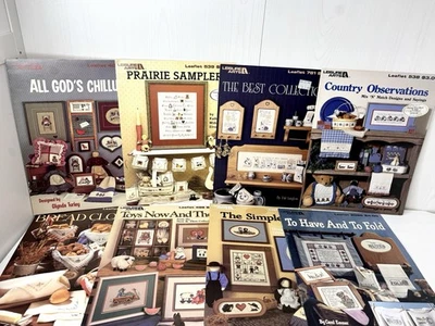 Leisure Arts Cross Stitch Country Prairie Sampler All Gods Chillun Leaflets Lit - Image 1 of 4