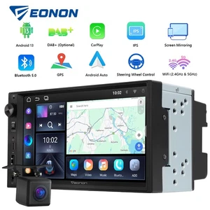 7" IPS Double DIN Android 13 Car Stereo GPS Sat Nav Radio Head Unit WiFi CarPlay - Picture 1 of 22