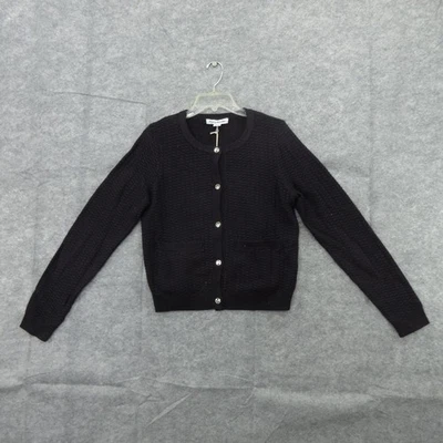 Tommy Bahama Cárdigan Suéter Mujer Pequeño Negro Lillie Brillo Botón Metálico Foto 1 de 4